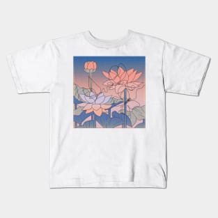 Lotus Flowers And Butterflies Kids T-Shirt